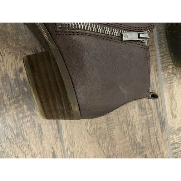 Lucky Brand Basel Bootie Size 8M Dark Brown Double Zippers Chunky Heal Leather - Picture 16 of 16